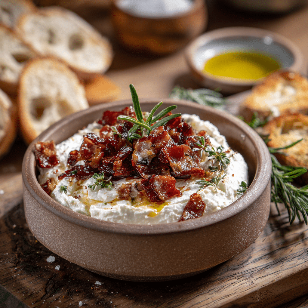 Whipped Goat Cheese with Bacon and Dates