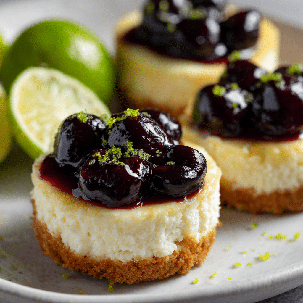 Cherry Lime Mini Cheesecakes