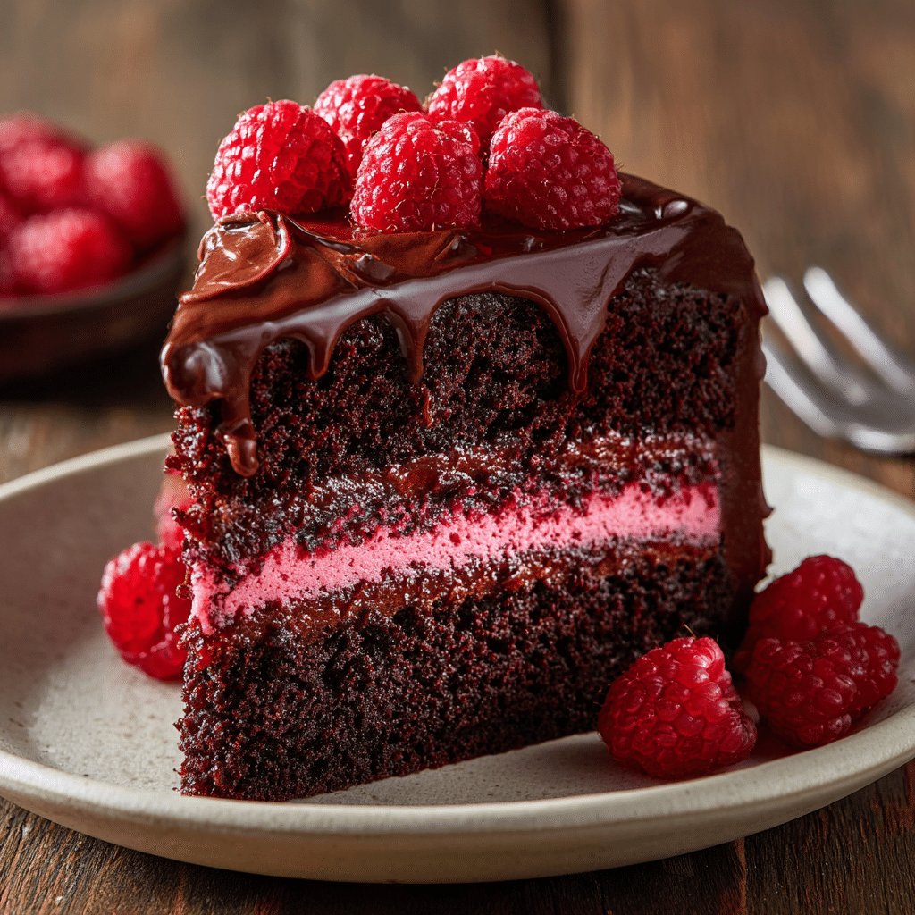 Dark Chocolate Raspberry Mousse Cake
