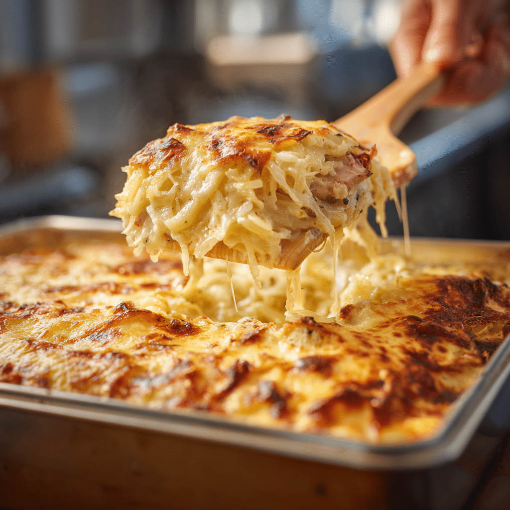French Onion Chicken Orzo Casserole