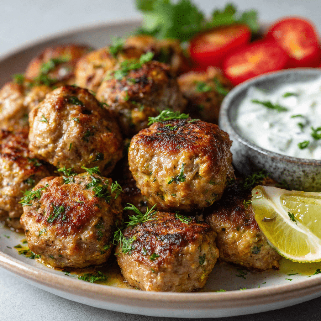 Greek Turkey Meatballs with Tzatziki