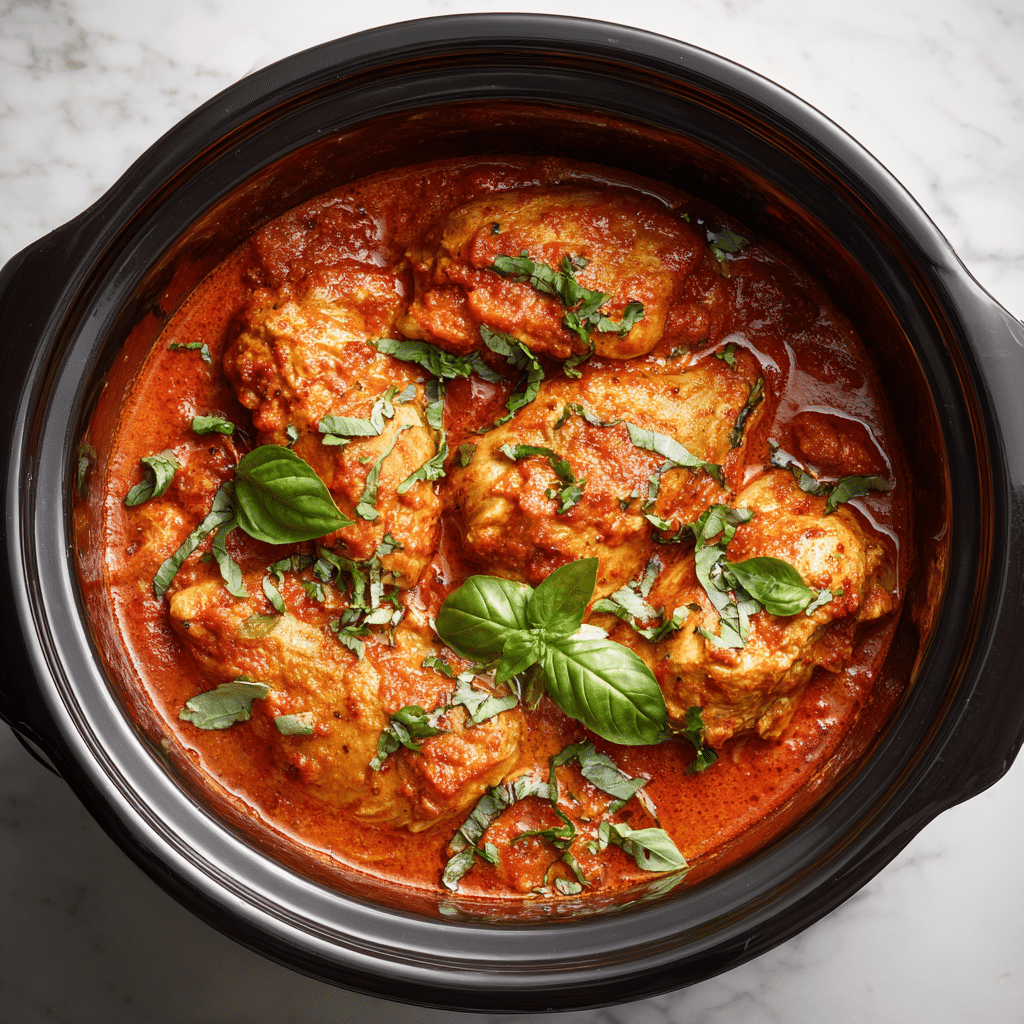 Slow Cooker Creamy Tomato Basil Chicken