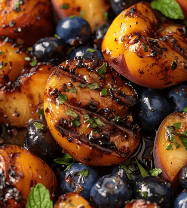 Grilled Peach Blueberry Salad