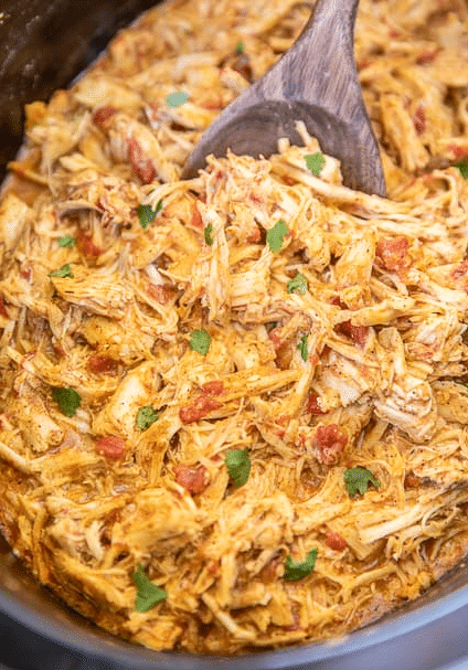 Crockpot Queso Chicken Tacos