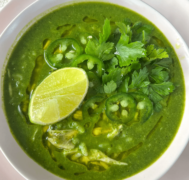 Green Garlic Ginger Chicken and Rice Soup