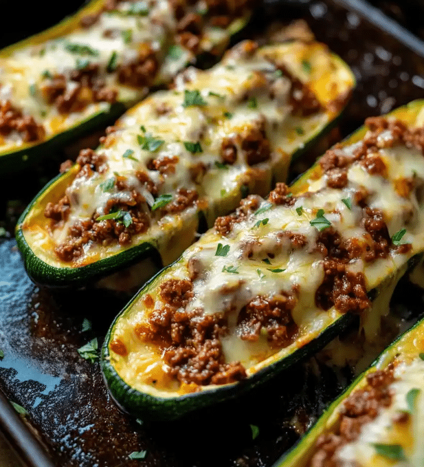 Ground Beef Zucchini Boats