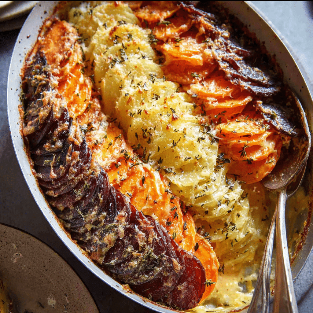 Cheesy Root Vegetable Gratin