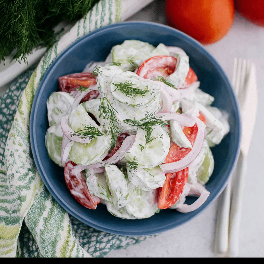 Creamy Cucumber Tomato Salad