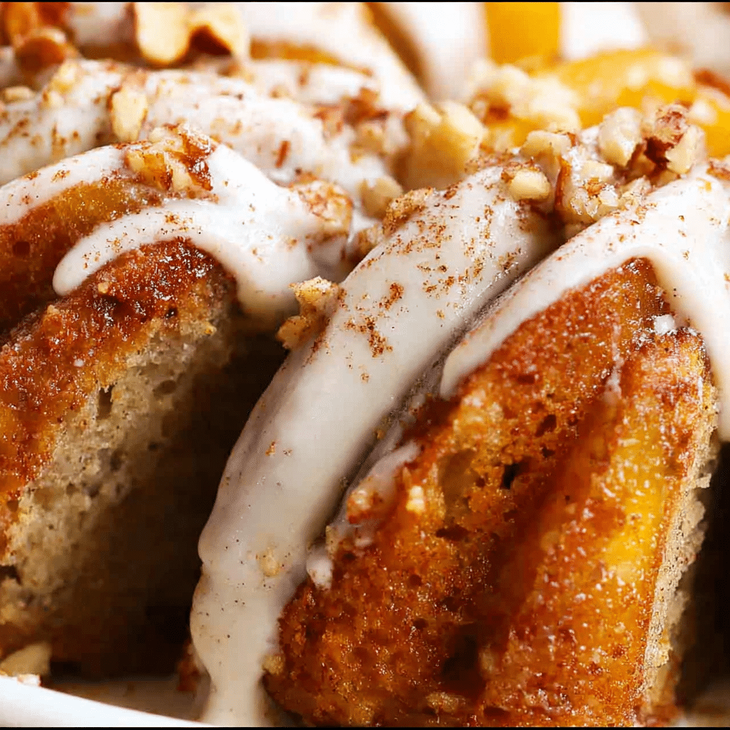 Peach Cobbler Pound Cake with Frosting