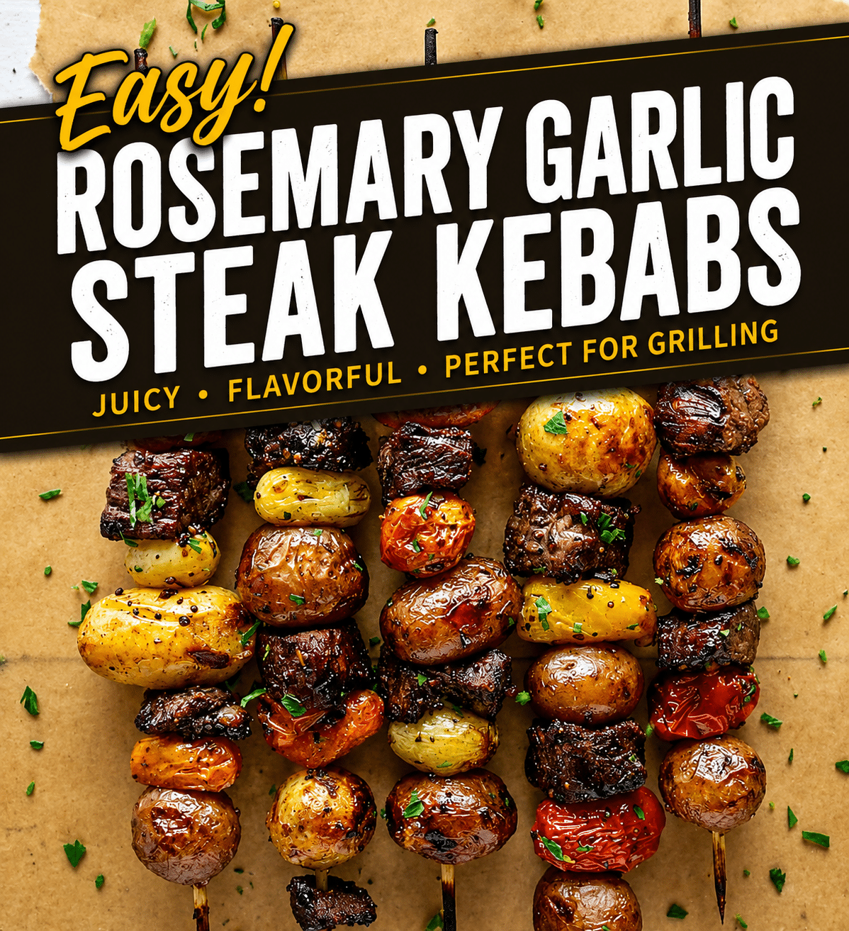 Rosemary Garlic Steak Kebabs
