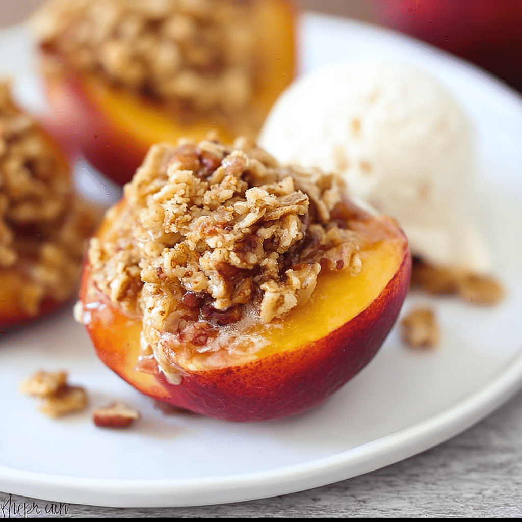 Baked Peaches with Streusel