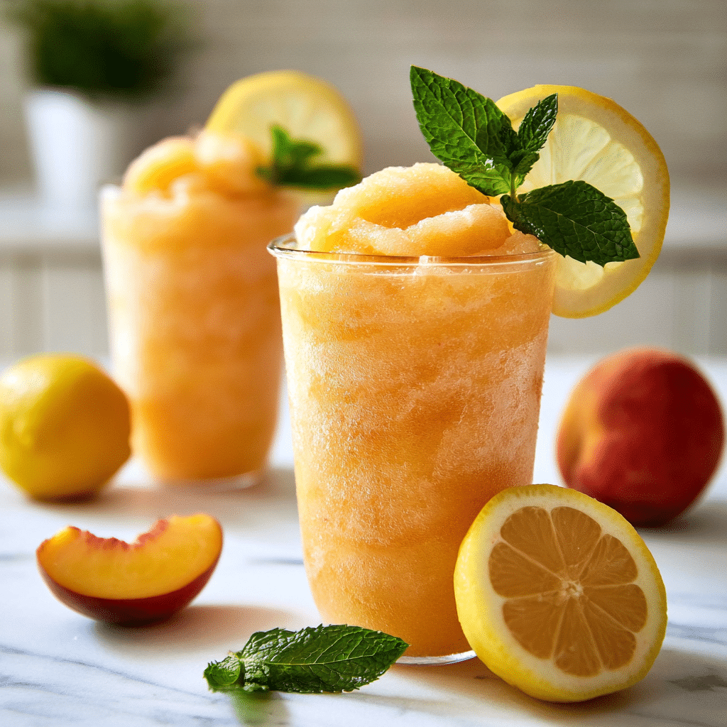 Frozen Peach Lemonade Slush