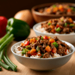 Beef and Pepper Rice Bowls